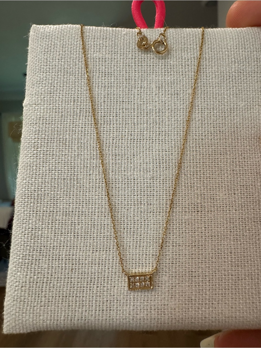 Dana Rebecca Designs 14k Gold Diamond Bar Pendant Necklace 18” chain